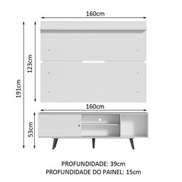 Rack Madesa Dubai e Painel para Tv até 65 Polegadas com Pés - Branco/rustic - 3