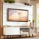 Ver imagem 1 de Rack Madesa Dubai e Painel para Tv até 65 Polegadas com Pés - Branco/rustic