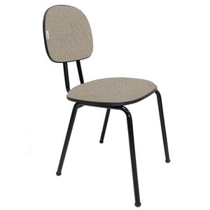 Cadeira Fixa Secretaria Polo - Tecido J.Serrano - Marrom/Bege