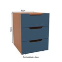 Ver imagem 4 de Mesa de Cabeceira Madri 3 Gavetas Azul/freijó - Politorno