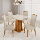 Ver imagem 1 de Conjunto Sala de Jantar 4 Lugares Quadrado Tampo de MDF Polonia Cobre/Blonde/Bege - Casa Giulia