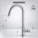 Ver imagem 3 de Torneira Cozinha Gourmet Inox Mesa Pia Bancada Longa Alta