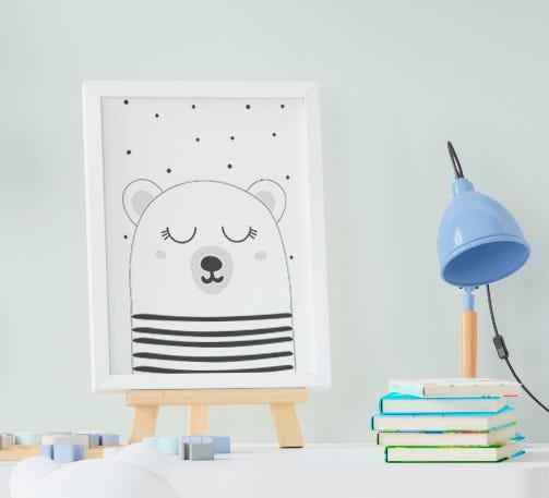 Quadro Infantil Bebê Escandinavo Ursos Sonhe Alto Kit 3 Peças - 2