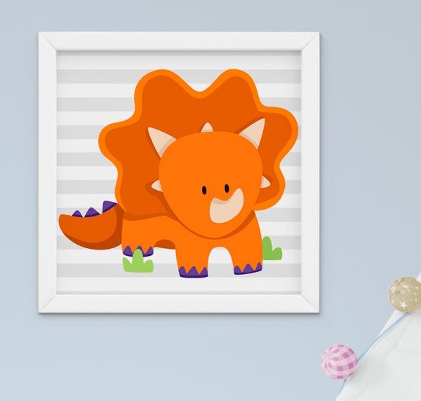 Quadro Bebê Infantil Menino Dinossauro Sonhe Alto Kit 4 Peças - 4