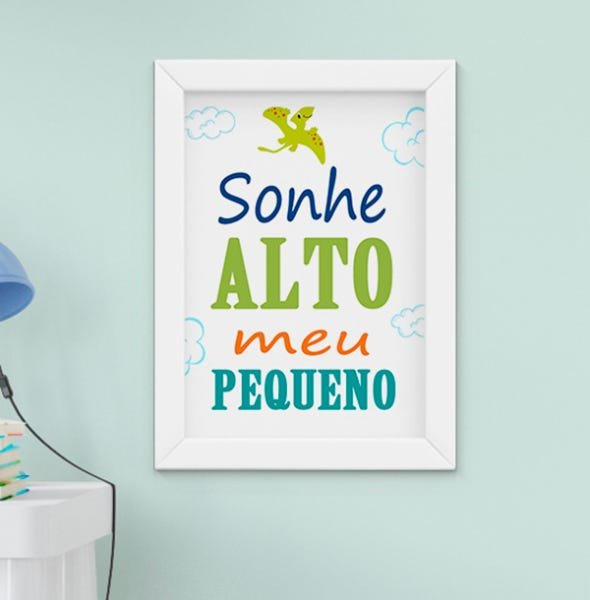 Quadro Bebê Infantil Menino Dinossauro Sonhe Alto Kit 4 Peças - 2