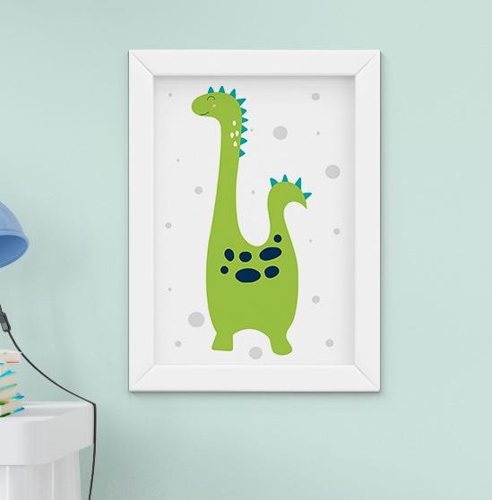 Quadro Bebê Infantil Menino Dinossauro Sonhe Alto Kit 4 Peças - 3