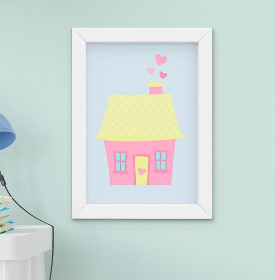 Quadro Infantil Quarto Bebê Menina Passarinho Cachorro Cacto Nuvem Kit 6 Peças - 3