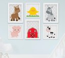 Ver imagem 1 de Quadro Infantil Quarto Bebê Menino Menina Fazendinha Kit 6 Peças