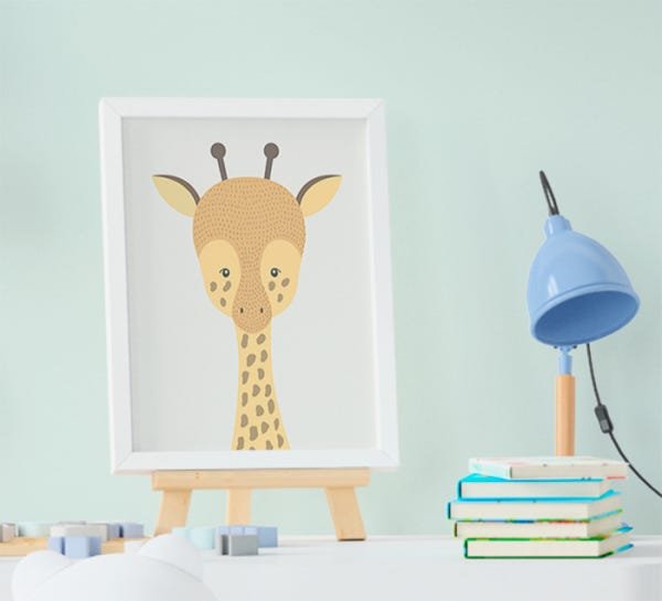 Quadro Bebê Infantil Escandinavo Raposa Girafa Coelho Urso Elefante Kit 5 Peças - 2