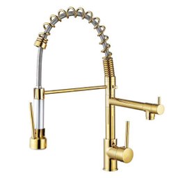 Torneira de Cozinha Gourmet Misturador Monocomando 55cm Premium (Spring - Dourada) - 1