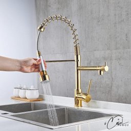 Torneira de Cozinha Gourmet Misturador Monocomando 55cm Premium (Spring - Dourada) - 2
