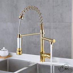 Torneira de Cozinha Gourmet Misturador Monocomando 55cm Premium (Spring - Dourada) - 3