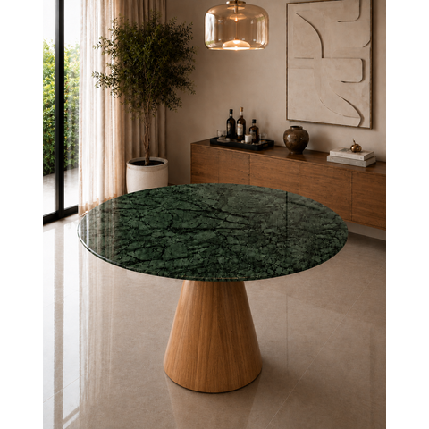 Mesa de Jantar Cone Freijó - Redonda 110cm - Verde Guatemala