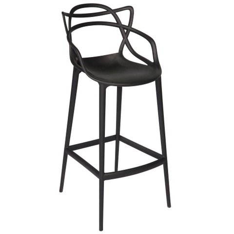 Kit 6 Banquetas Allegra Alta Master Preta Cozinha Americana Balcão Polipropileno