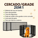 Ver imagem 2 de Grade Longa e Cercado 2 em 1 Cachorro Grande Portão 3 Metros X 85cm Pet Cães Bambu Madeira 6 Módulos