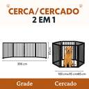 Ver imagem 3 de Grade Longa e Cercado 2 em 1 Cachorro Grande Portão 3 Metros X 85cm Pet Cães Bambu Madeira 6 Módulos