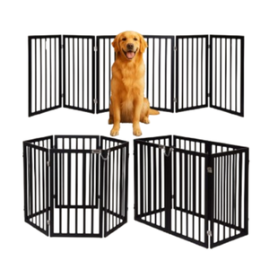 Grade Longa e Cercado 2 em 1 Cachorro Grande Portão 3 Metros X 85cm Pet Cães Bambu Madeira 6 Módulos