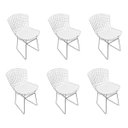 Ver imagem 1 de Kit 6 Cadeiras Bertoia Cromada com Assento Sintético Branco