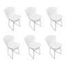 Kit 6 Cadeiras Bertoia Cromada com Assento Sintético Branco - 1