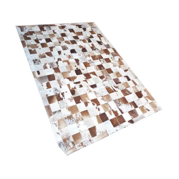 Tapete de Couro de Boi 2M x 1,5M Natural Costurado Placas 10cm x 10cm com Borda - Of14 - 2