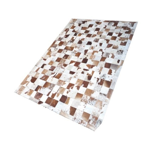 Tapete de Couro de Boi 2M x 1,5M Natural Costurado Placas 10cm x 10cm com Borda - Of14 - 4