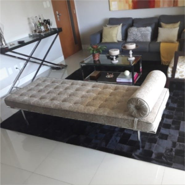 Tapete de Couro de Boi 2,0M x 1,5M Natural Costurado 10cm x 10cm com Borda - Of32 - 3