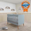 Ver imagem 1 de Berço Mini Cama Móveis Estrela Ternura - Azul Wood + Colchão Baby Physical Ortobom