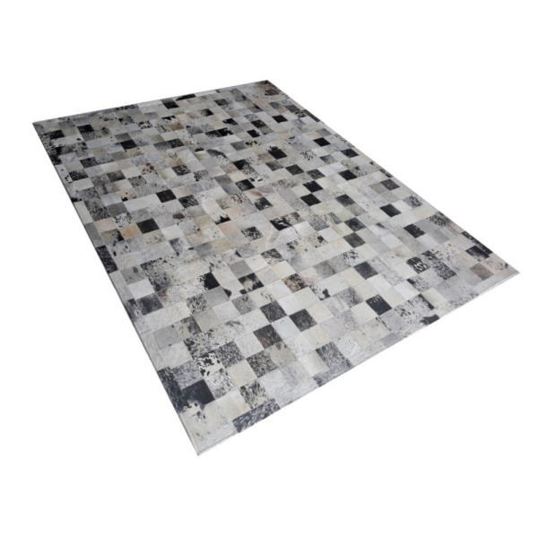 Tapete de Couro de Boi 2,5M x 2M Natural Costurado 10cm x 10cm com Borda - Of27 - 2