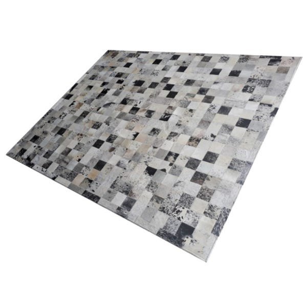 Tapete de Couro de Boi 2,5M x 2M Natural Costurado 10cm x 10cm com Borda - Of27 - 1