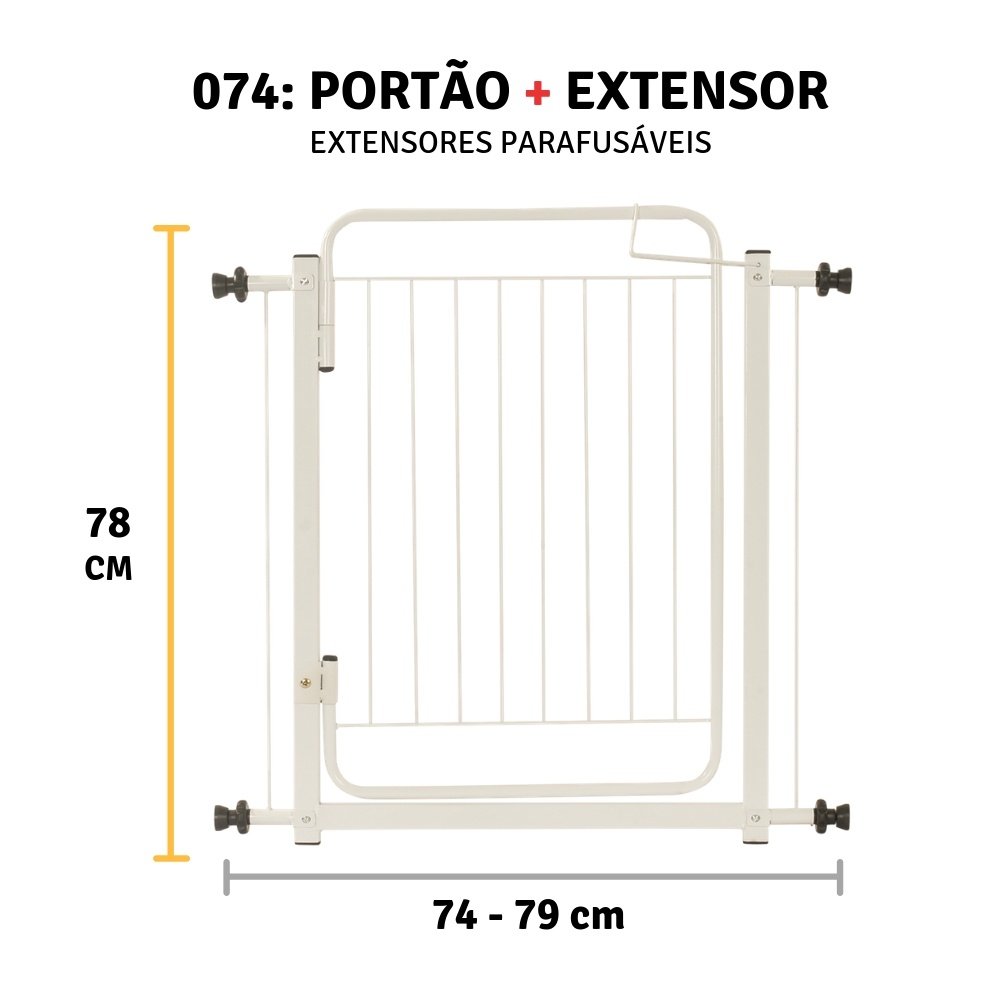 Grade de Porta Portão Retrátil Pet Cães Criança 79 a 84 Cm: - 2