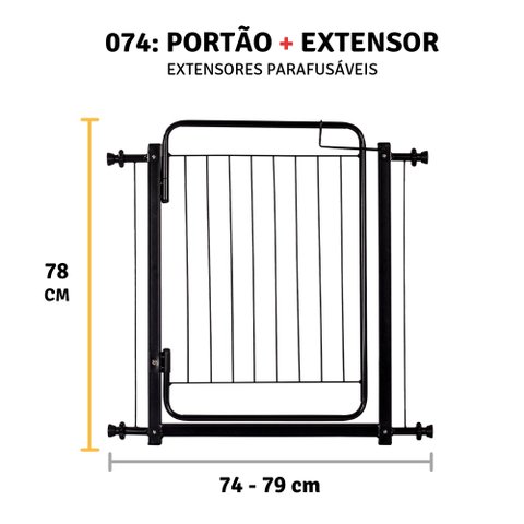 Grade de Porta Portão Retrátil Pet Cães Criança 79 a 84 Cm: