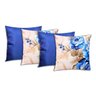 Kit Com 4 Capas de Almofadas Decorativas Flores Azul 40x40 Centímetros - 1