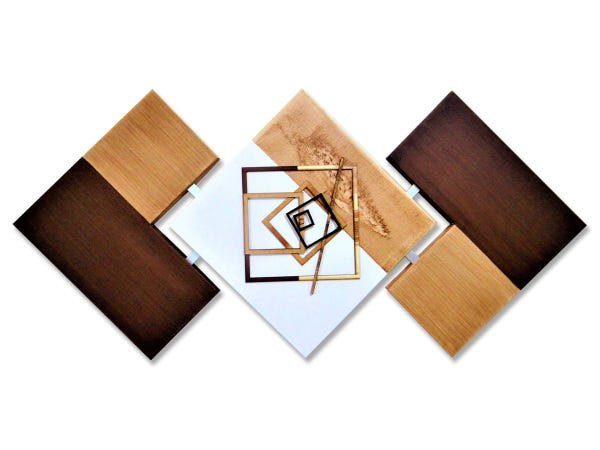 Quadro Para Sala Grande Abstrato Pintura 60x120 Centímetros Marrom Casa e Decoração - 1