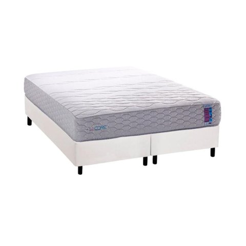Cama Box Queen: Colchão Espuma D33 Herval / Ag 65 Feelcore + Base Crc Courano White (158x198)
