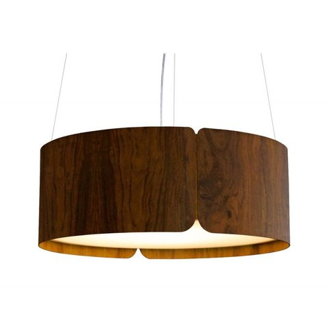Lustre Pendente Redondo 80x21cm Cilíndrico 7xE27 em Madeira - Imbuia