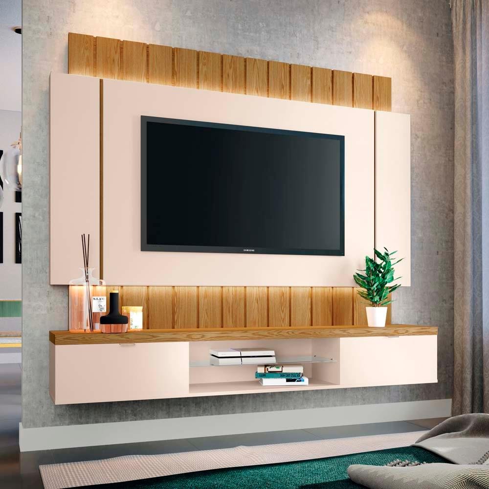 Painel Home Suspenso ILLusion 1.8 para TV até 55 Polegadas 2 Portas e Fitas de LED Off White/Carvalh - 2