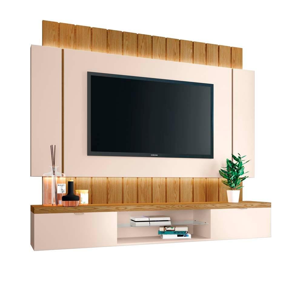 Painel Home Suspenso ILLusion 1.8 para TV até 55 Polegadas 2 Portas e Fitas de LED Off White/Carvalh - 1