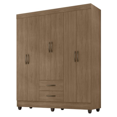 Guarda-roupa Granada Carvalho Oak 6 Portas 2 Gavetas 150cm Casal Mdp