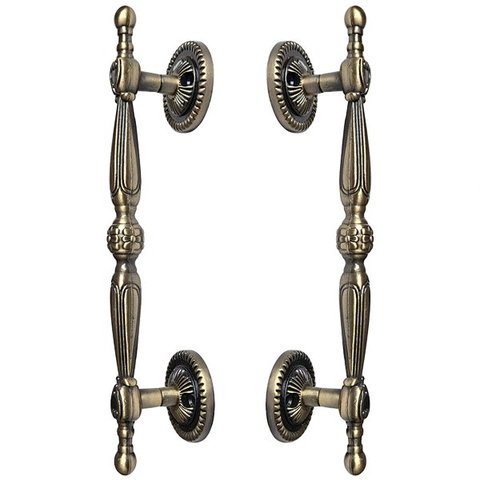 Puxador Duplo Berlin 280mm Bronze Antigo Porta Pivotante Correr Passagem Madeira Vidro Rústico