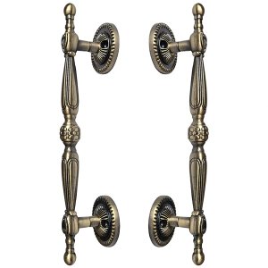 Puxador Duplo Berlin 280mm Bronze Antigo Porta Pivotante Correr Passagem Madeira Vidro Rústico