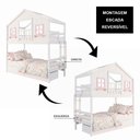 Ver imagem 5 de Beliche Infantil Casinha Dos Sonhos com Varanda 02 Gavetas Madeira Maciça Branco/ Rosa Megamobilia