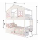 Ver imagem 3 de Beliche Infantil Casinha Dos Sonhos com Varanda 02 Gavetas Madeira Maciça Branco/ Rosa Megamobilia