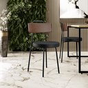 Ver imagem 2 de Kit 06 Cadeiras Decorativas Estofada Para Sala Jantar Barcelona L02 Couríssimo Marrom Preto - Lyam L