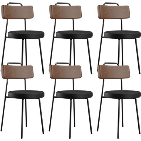 Kit 06 Cadeiras Decorativas Estofada Para Sala Jantar Barcelona L02 Couríssimo Marrom Preto - Lyam L