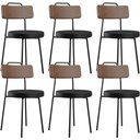Ver imagem 1 de Kit 06 Cadeiras Decorativas Estofada Para Sala Jantar Barcelona L02 Couríssimo Marrom Preto - Lyam L