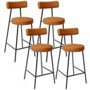 Ver imagem 1 de Kit 04 Banquetas Baixa para Cozinha Sala de Jantar Bar Bancada Milão L02 Couríssimo Canela - lyam de