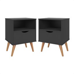 Mesa de Cabeceira Grécia com Gaveta Quarto Decoração Preto - 2