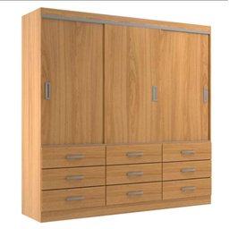 Guarda Roupa Isabela 3 Portas 9 Gavetas Evidência Móveis - 1 Guarda Roupa Isabela 3 Portas 9 Gavetas Evidência Móveis - 1