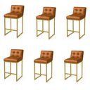 Ver imagem 2 de Banqueta Cozinha Alta com Encosto Industrial Kit 6 Dourado Lirina Pu C05 - D'rossi