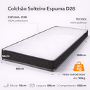 Ver imagem 2 de Colchão Solteiro Espuma D28 Bordado 188x88x14cm Antialérgico
